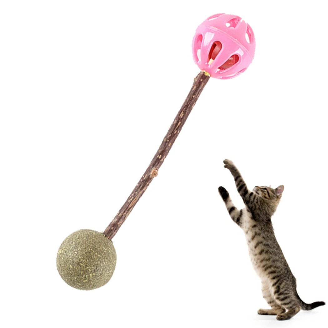 

1Pcs Cat Chew Toy Wooden Interactive Double Ball Design Cat Catnip Toy Cat Sound Toy Chewing Training Toys Pet Accessories