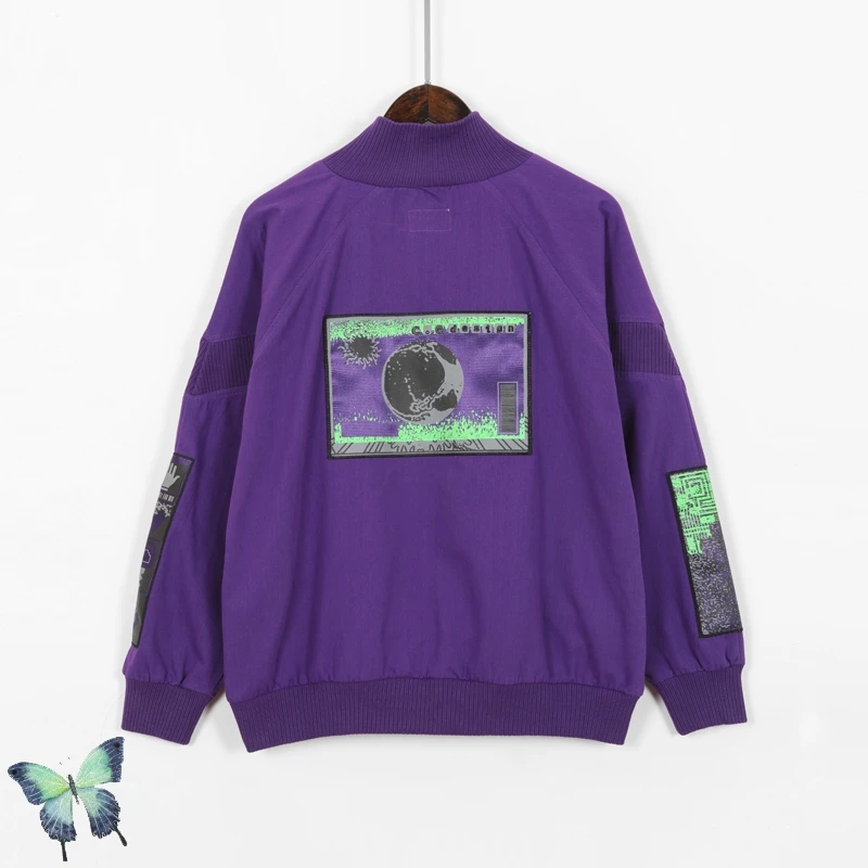 

Autumn Winter Cavempt Purple Sticker Half Zipper Sweatshirt Men Women High Quality Cotton Pullover CAV EMPT Fashion Casual Coat