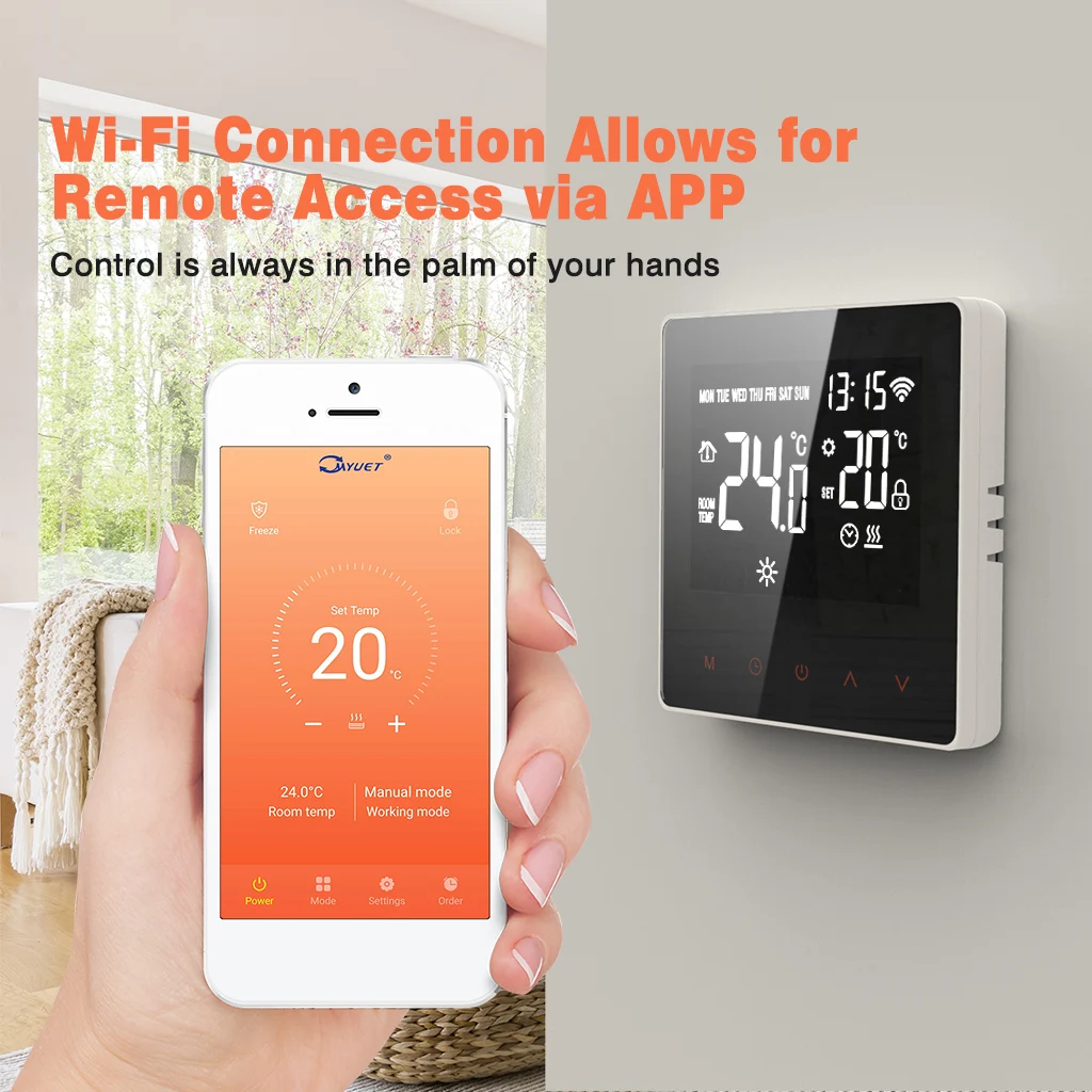 Floureon Smart WiFi Термостат тепловой сенсорный экран датчика Электрический нагрев умная система контроля температуры для домашнего офиса