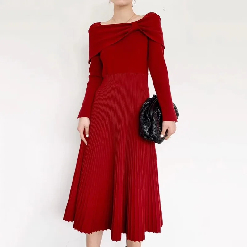 2020 весеннее платье элегантное женское трикотажное сексуальное с бантом вырезом