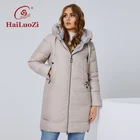 Новинка 2021, Женская куртка HaiLuoZi, женское модное пальто средней длины с толстым капюшоном, Классические повседневные зимние парки на молнии, 6017
