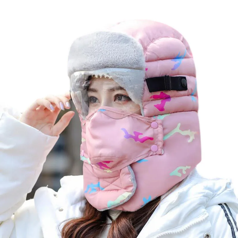 Шапка бомбер с принтом мужские зимние шапки для женщин маски шапка русские