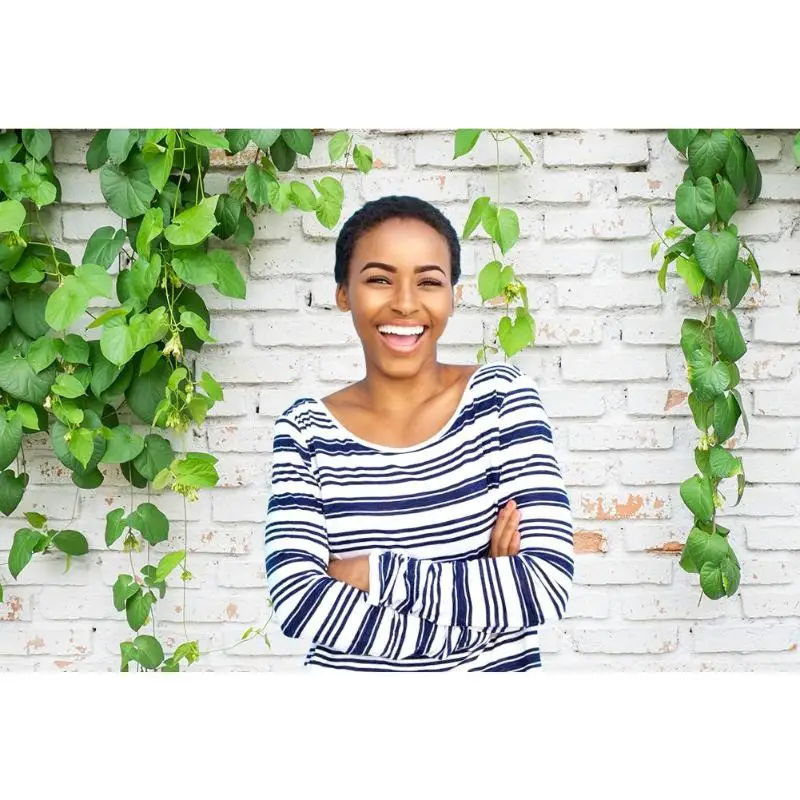 Фон для фотосъемки с зелеными растениями цветами кирпичной текстурой тканевая