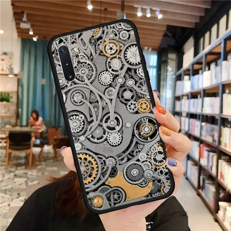 

Black gold mechanical gear Phone Case For Samsung A50 A51 A71 A20E A20S S10 S20 S21 S30 Plus ultra 5G M11 funda cover