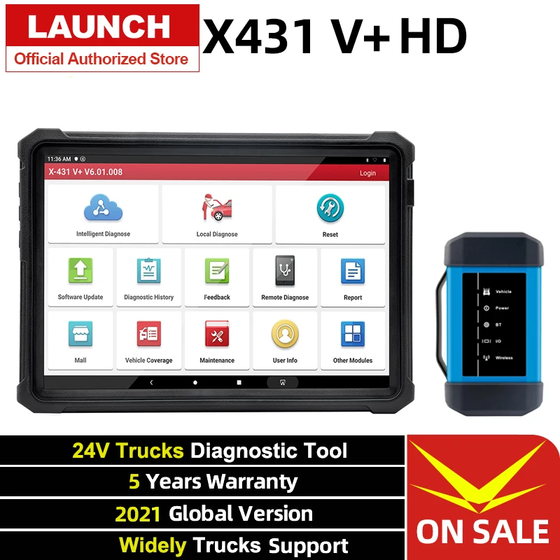 LAUNCH X431 V + сверхмощный HD модуль Obd2 сканер 24V Грузовик Дизель диагностические инструменты Полный