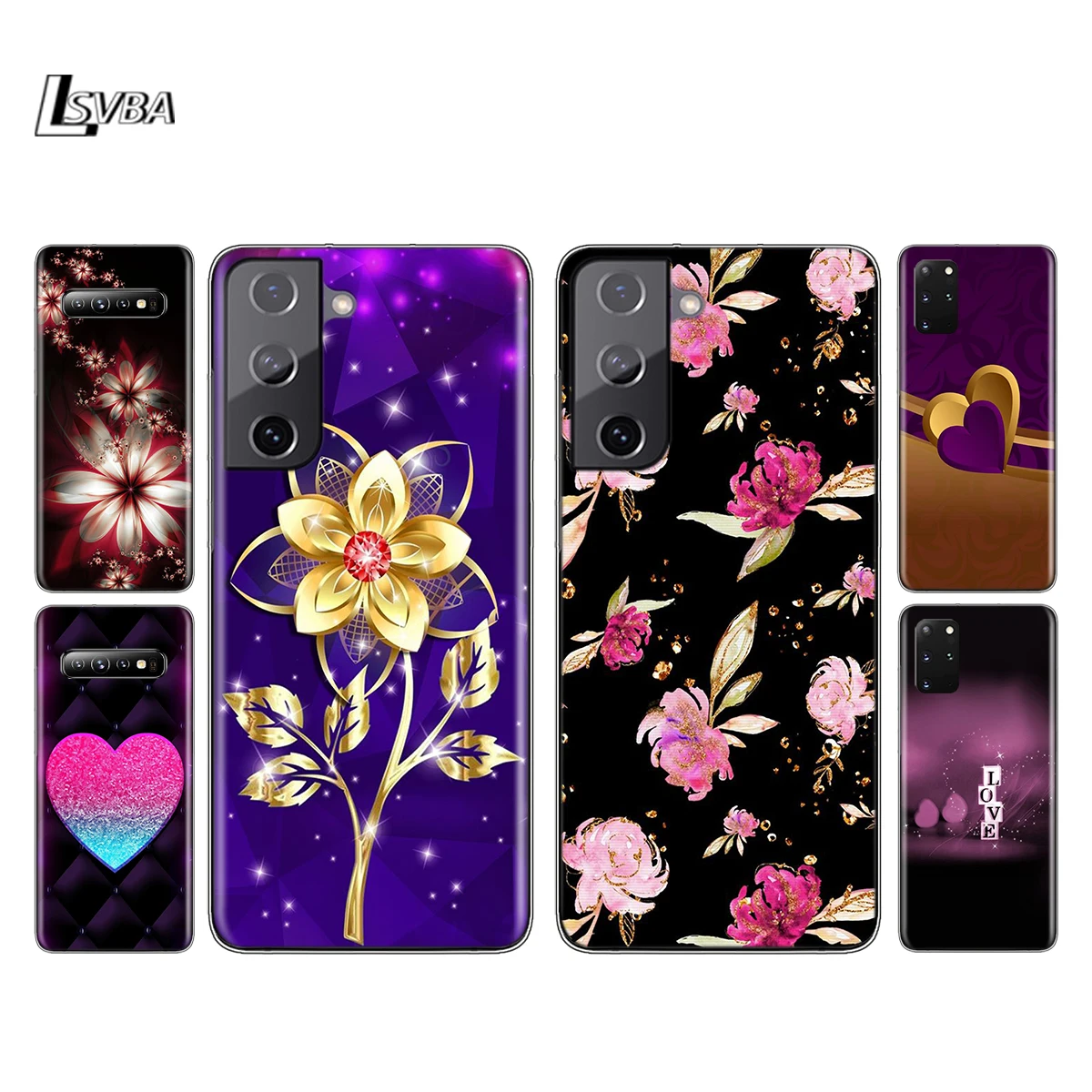 

Pink love heart Leaf Silicone Cover For Samsung Galaxy S21 S20 FE Ultra S10 S10E Lite S9 S8 S7 Plus Phone Case