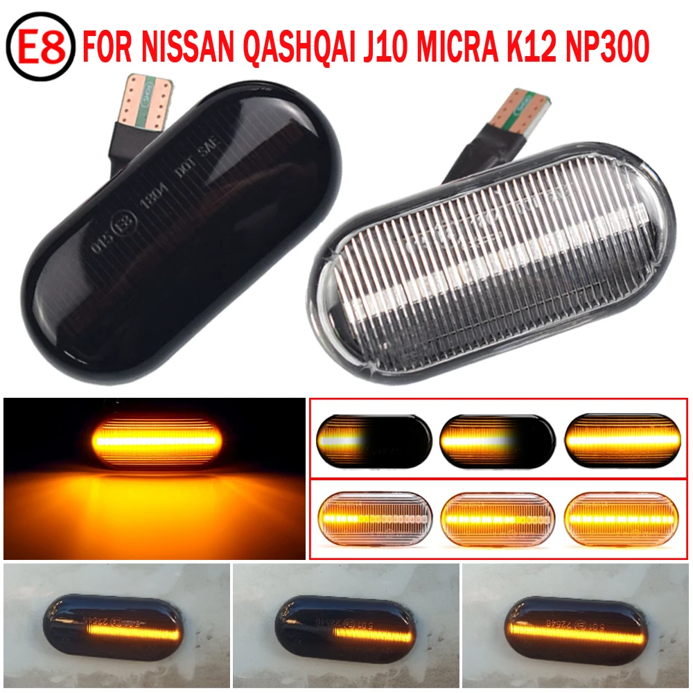 

2Pcs Dynamic LED Side Marker Light Turn Signal Light Side Repeater Panel Lamp For Nissan Qashqai J10 350z Z33 Navara D40 Micra C