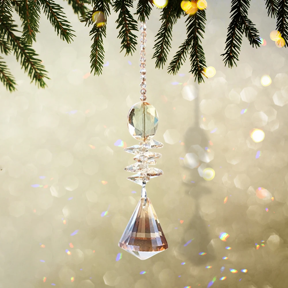 

Crystal Suncatcher Pendant Colorful Rainbow Beads Hanging Drop for Outdoor Garden Window Wedding Chandelier Light DIY Decoration