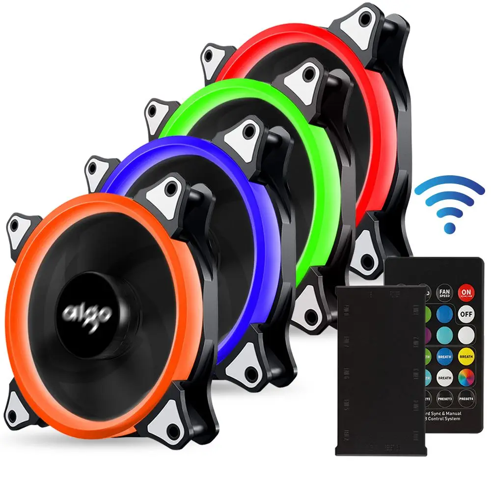 4 fan and controller Aigo 120 мм вентилятор PC чехол Вентилятор Кулер Регулируемый Aurora RGB Led компьютер Вентилятор охлаждения 12 в бесшумный вентилятор PC чехол вентилятор для компьютера - Цвет лезвия: 4 fan and controller