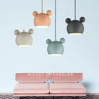 modern mickey pendant lights colorful iron hanglamp for dining room bedroom baby room nordic home decor e27 luminaire suspension