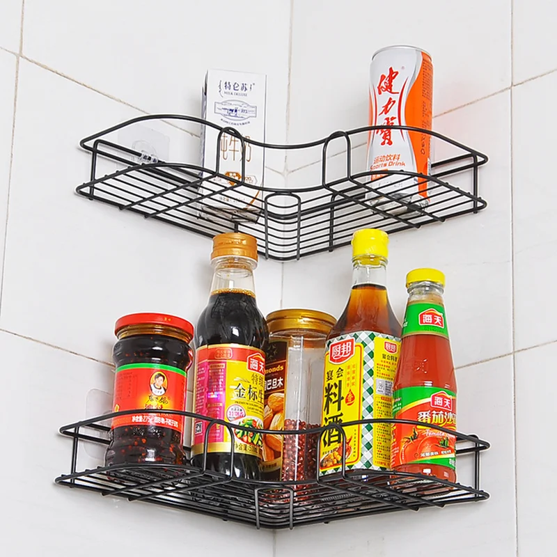Угловая полка для хранения шампуня, полка кухонный стеллаж, настенная полка, органайзер, полка для ванной комнаты, полки под давлением