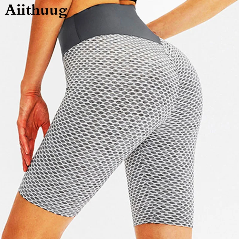 

Aiithuug Women's Honeycomb Compression Shorts - High Waist Slimming Butt Lift Textured Workout Shorts Booty Spandex Gym Workout