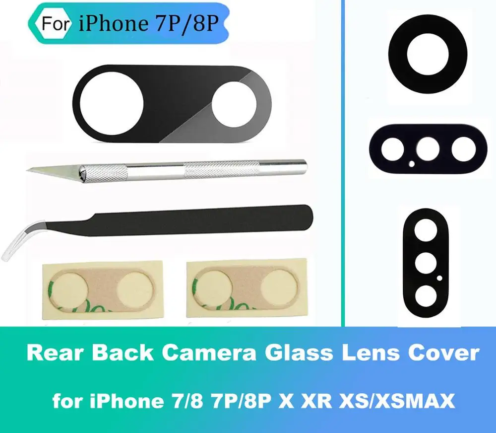 Задняя камера стеклянная крышка объектива Замена для iPhone 7 8 7Plus 8Plus X XR XS XSMAX с