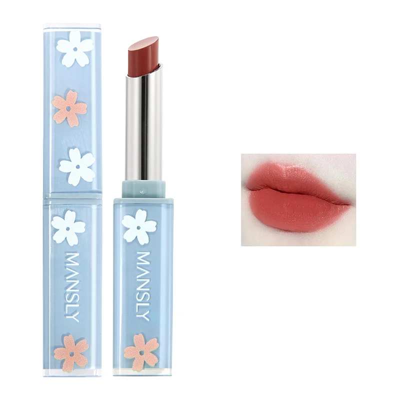 Синяя цветная помада с цветами стойкая водостойкая увлажняющая квадратная