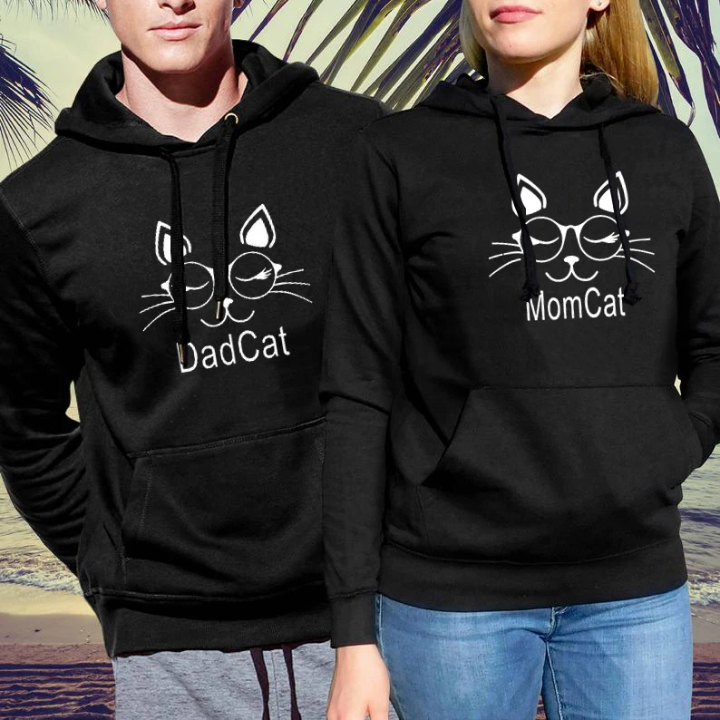 

Mommy Daddy Cat Sweatshirt Streetwear Mommy and Me Clothes Gothic Women Matching Family Hoodie Print Pullovers Harajuku