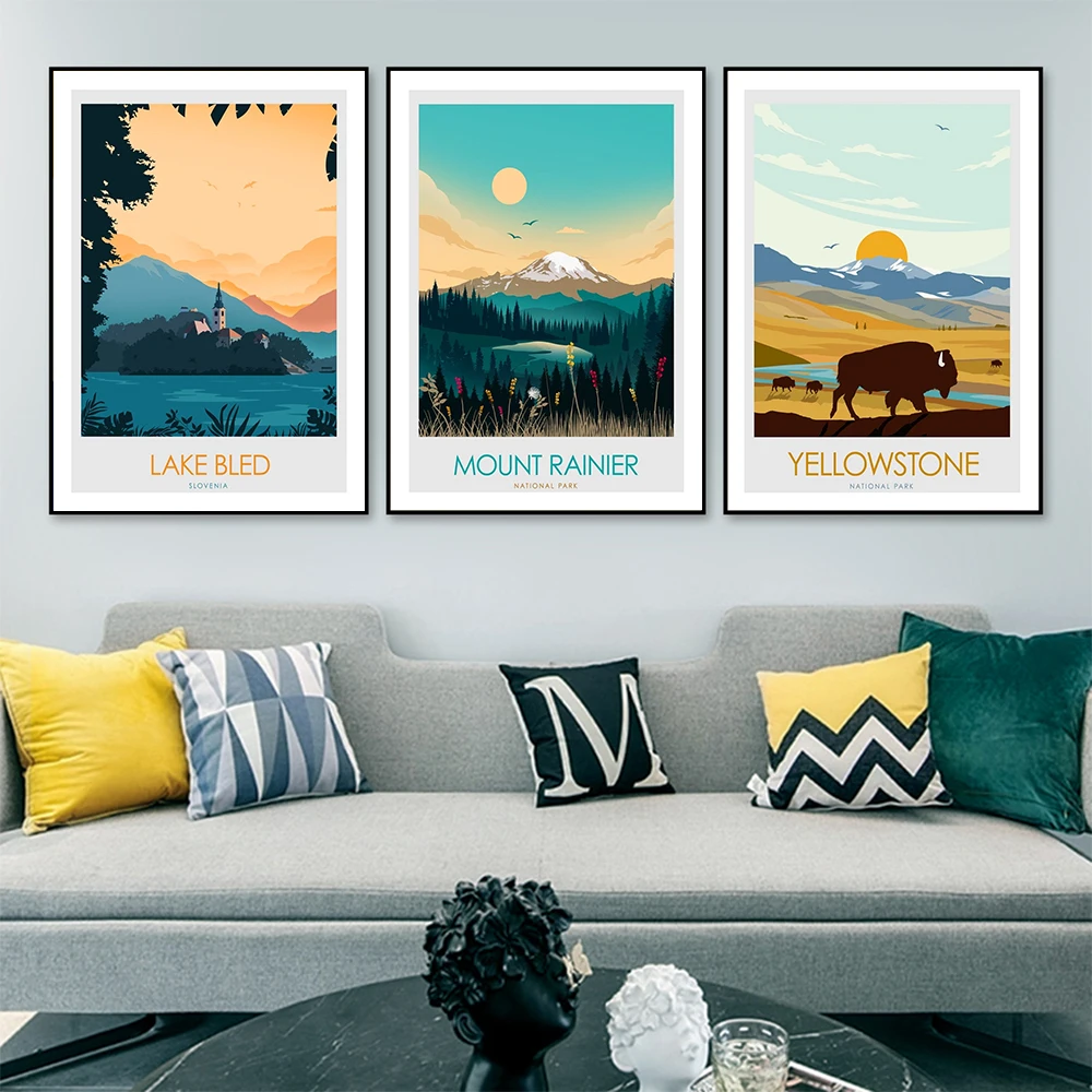 

Nordic Style Landscape Wall Poster Canvas Print Lake Mountain Nature Scenery Art Painting Home Decor Picture for Living Room