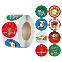 christmas stickers round adhesive labels xmas decorative stickers 500pcs 1 5 inch 8 designs for card envelopes boxes decor label