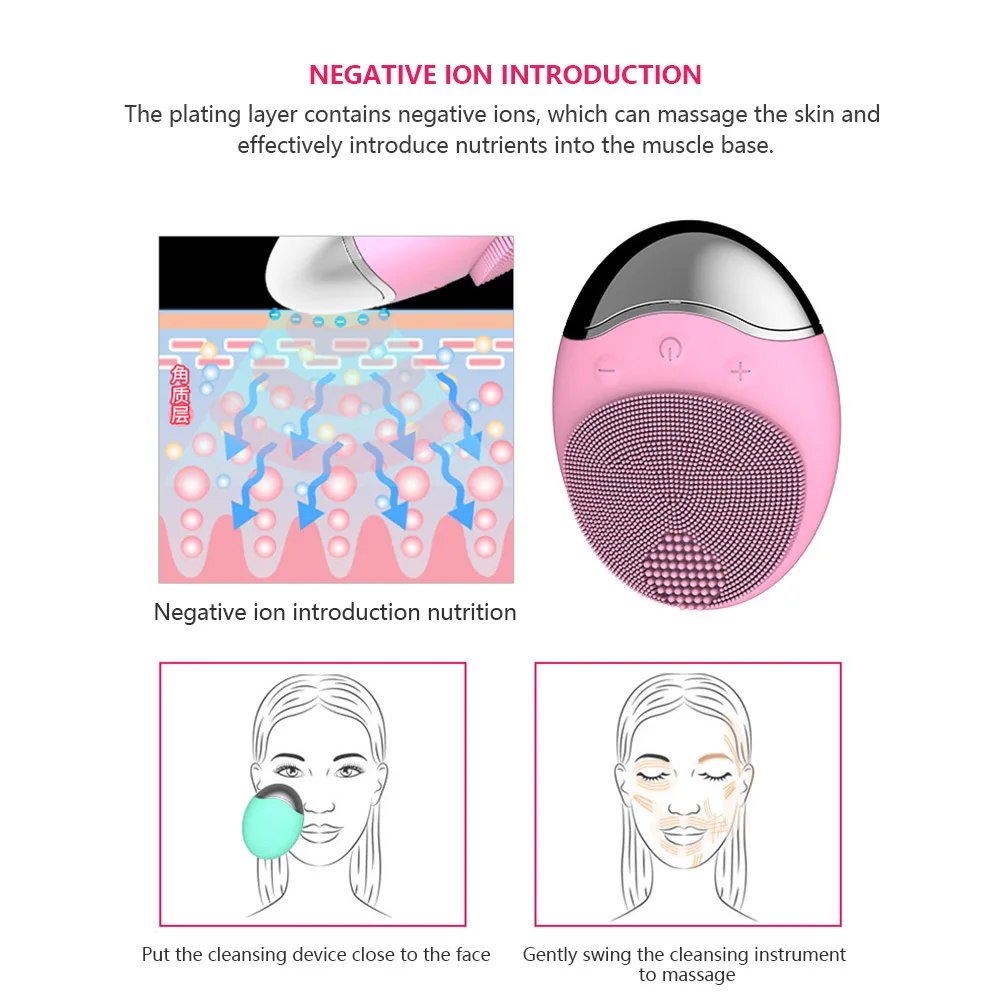 Ультразвуковая электрическая щетка для чистки лица мытья Вибрационный