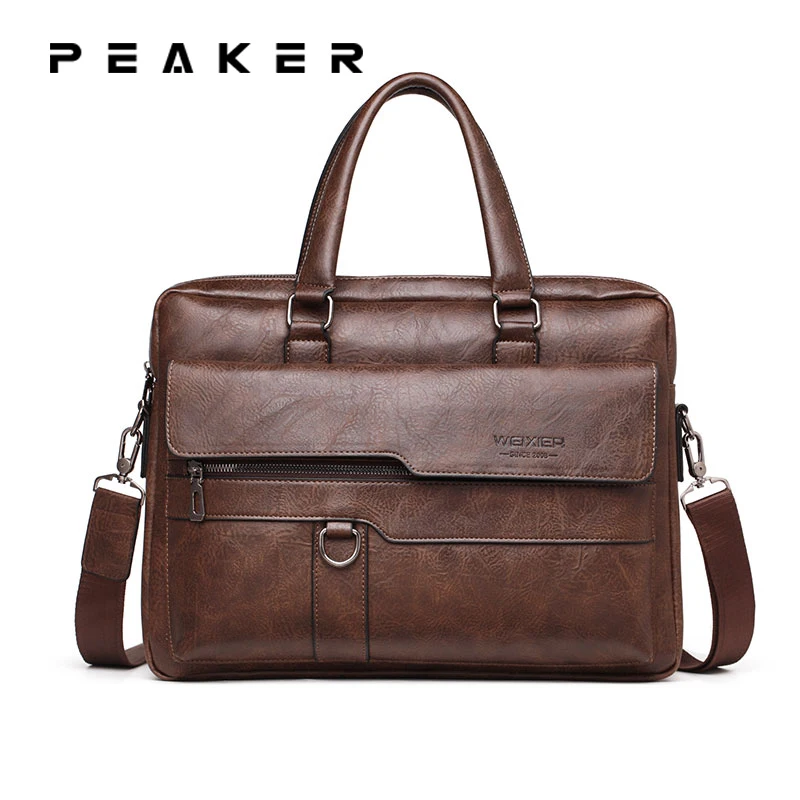 

Peaker Men's Briefcase Bag for Documents Leather Luxury Brand Men's Business Travel Bag A4 Document Organizer Men handbag