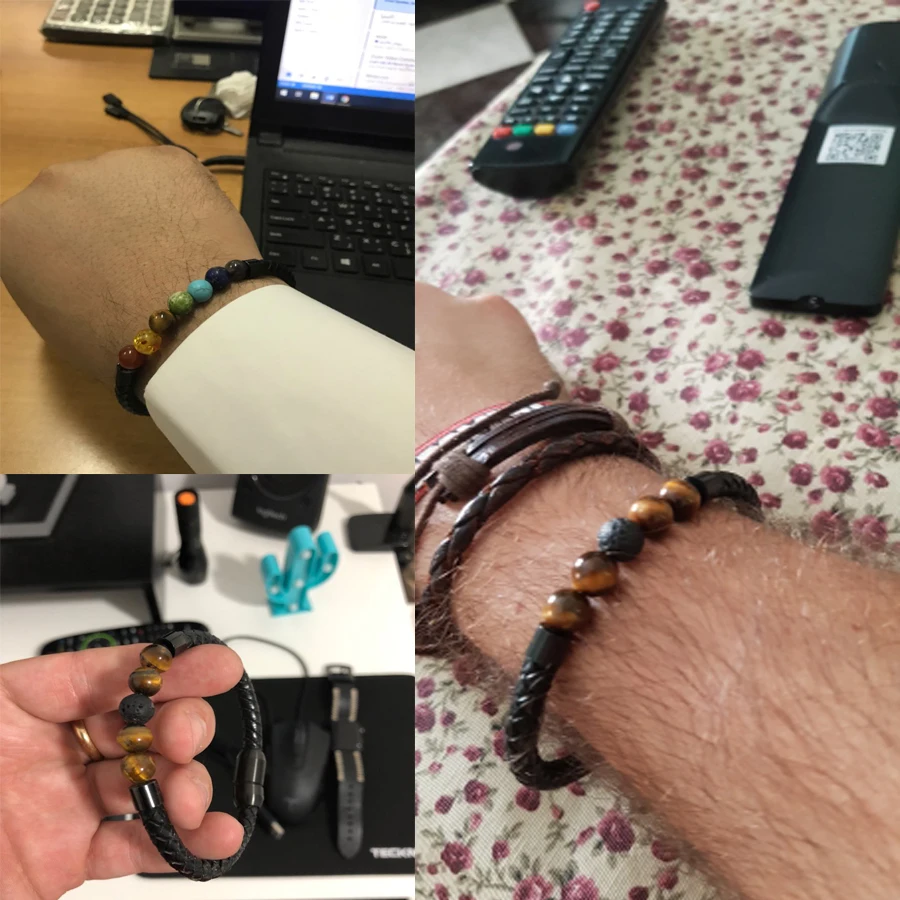 Новый модный трендовый очаровательный мужской кожаный браслет из нержавеющей