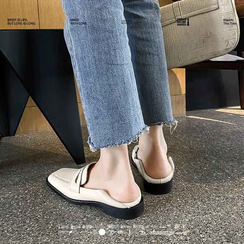 

MORAZORA 2021 New Genuine Leather Shoes Women Pumps Slip On Solid Color Square Toe Spring Summer Ladies Shoes