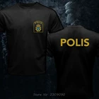 Футболка мужская хлопковая, приталенная, с логотипом полицейского подразделения, Скандинавия, Швеция, Svensk, шведская полисская