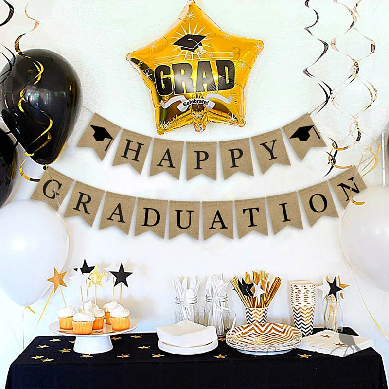 

Happy Graduation Banner Rustic Graduation Party Decor for Home College Senior Students F2