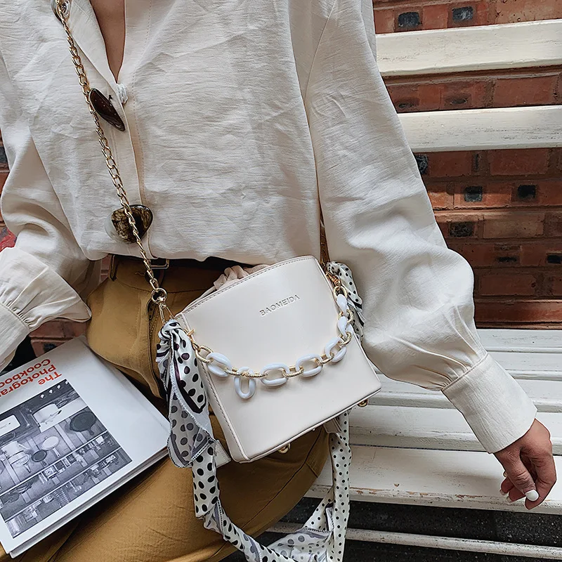 OLOEY Женская Новая мода шарф сумка-мешок на шнурке толстом сумка цепочке через