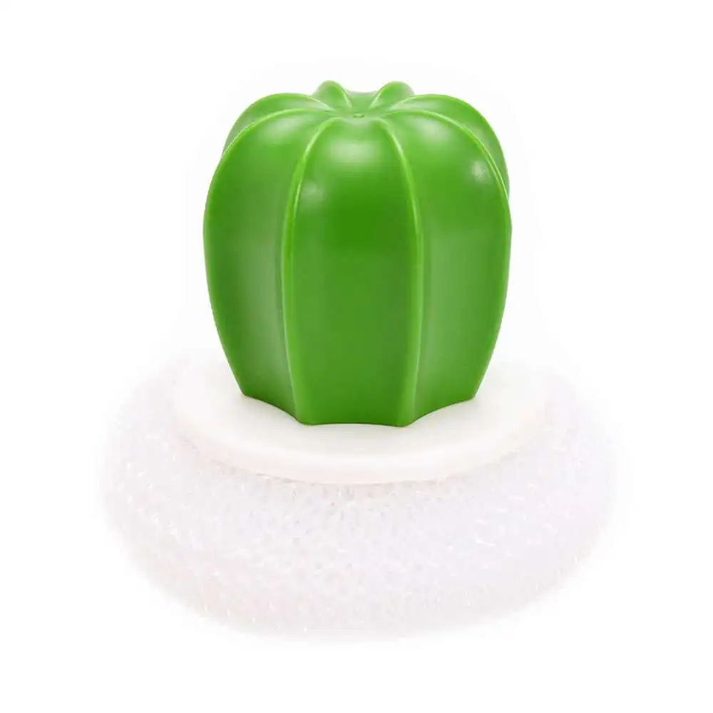 

3pcs Cute Cactus Kitchen Supplies Cleaning Artifact Steel Ball Washing Brush Cleaning Tool Accessories