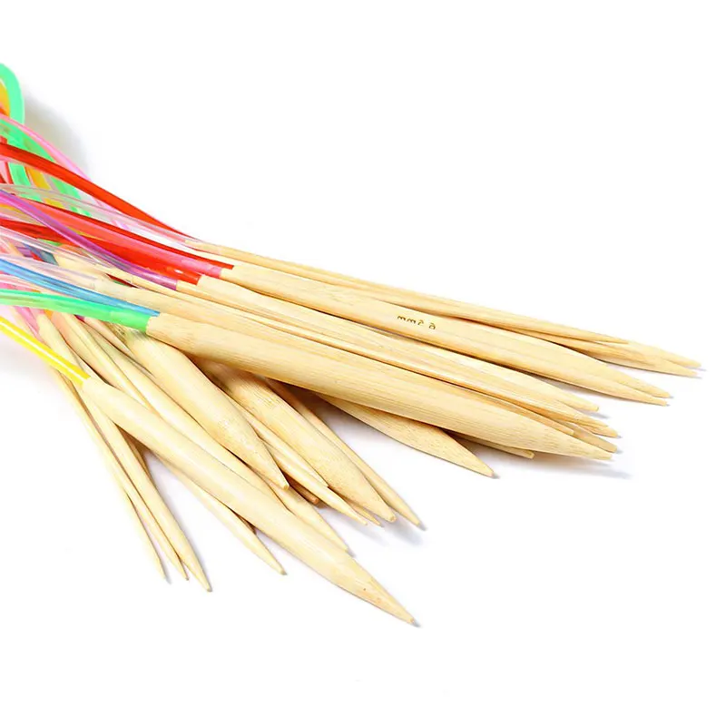 MIUSIE 35Pcs/80cm 2-10mm Multicolor Soft Tube Carbonized Bamboo Circular Crochet Knitting Needles Set with 5 Kind of Accessories | Дом и сад