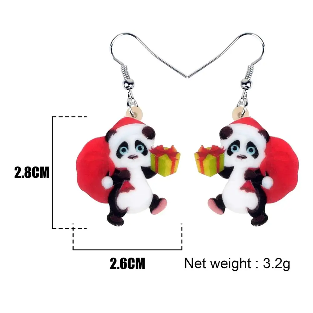 Bonsny акриловые рождественские милые панды Подарочная сумка серьга коробка