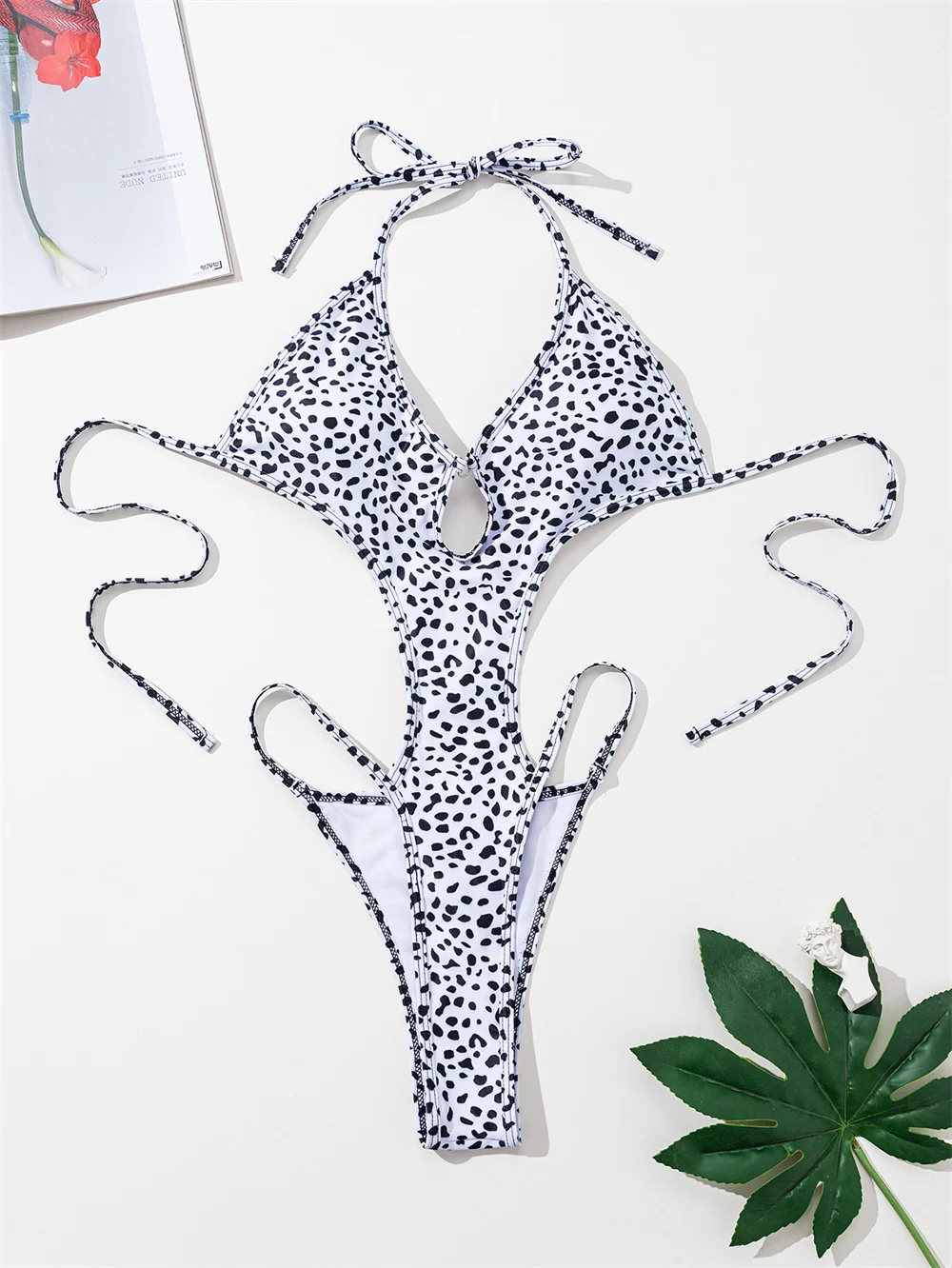 

Sexy One Piece Bikini Women's Bandage Push Up Swimwear Swimsuit Beach Bathing Suit Backless Wear Swimsuit Female Black Spot