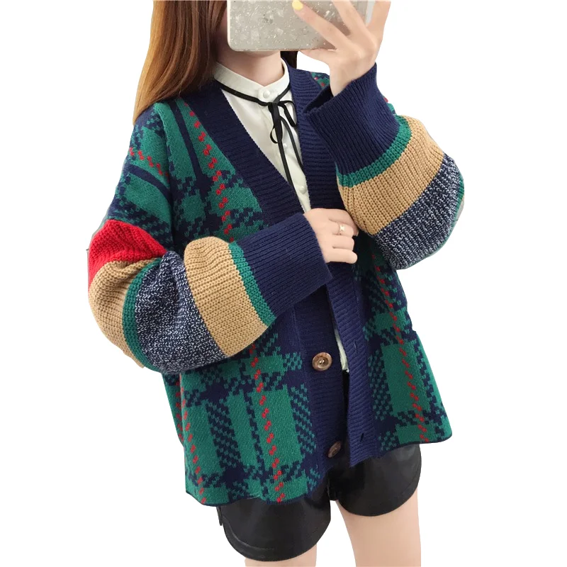 2019 new autumn and winter short 2color sweet college wild loose knit cardigan thickening lazy wind sweater coat size S-XXL |