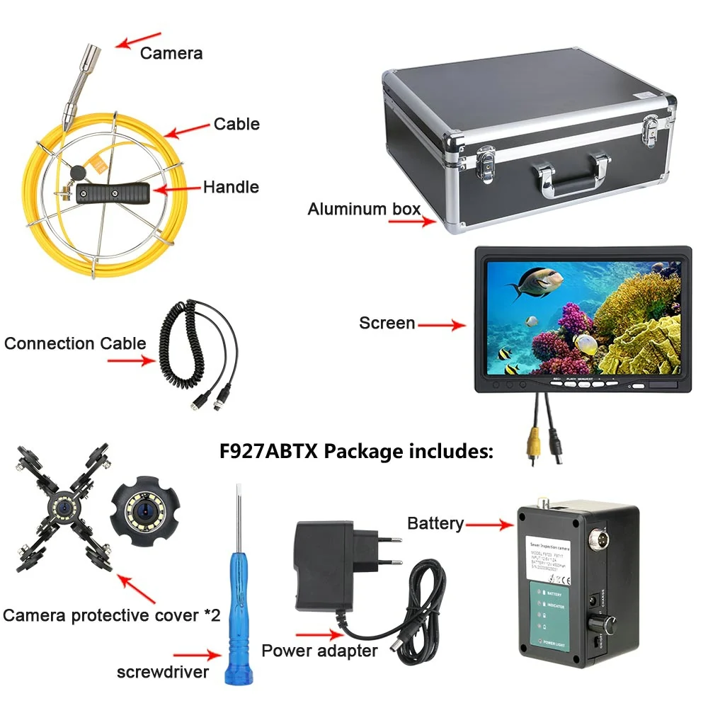 Видеокамера для обследования канализационных труб 7 дюймов камера 512 Гц локатор