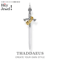 pendant sword with crown2021 spring new fine jewelry europe style bijoux 925 sterling silver protection gift for women men