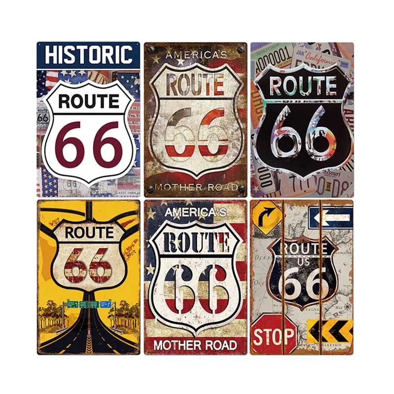 

Vintage USA Route 66 Sign Metal Tin Plate Bar Pub Club Man Cave Wall Decoration Plaque Retro Poster Home Decor 30X20CM