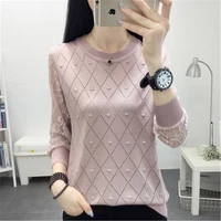 korean new patchwork lace sweater women autumn women long sleeve jumper blue sweaters casual ladies knitted pullover pull femme
