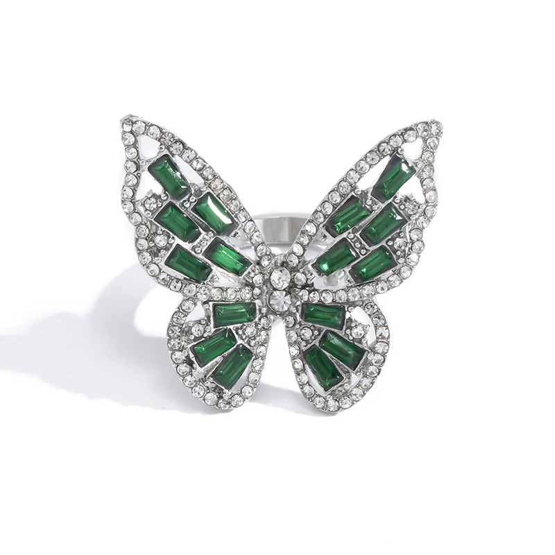 

[FVFV]Handmade Rings new diamond-encrusted three-dimensional butterfly Ring Simple temperament Joker Ring Handmade accessories