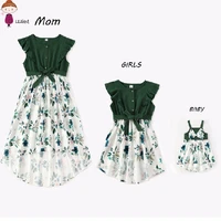 mother irregular daughter macthing dresses family set flower mom mum baby mommy and me clothes fashion women girls cotton dress