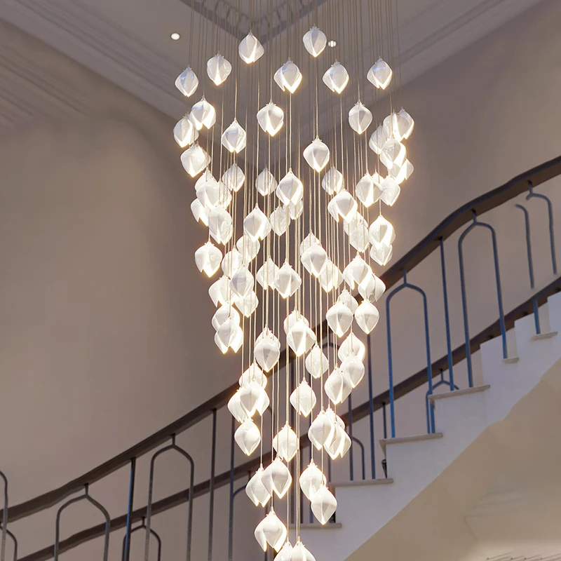 Pétalas de Cerâmica Decoração da Lâmpada Moderna Pingente Luzes Lustre Hotel Lobby Villa Loft Sala Estar Escadas Casa Pendurado Luminária Led