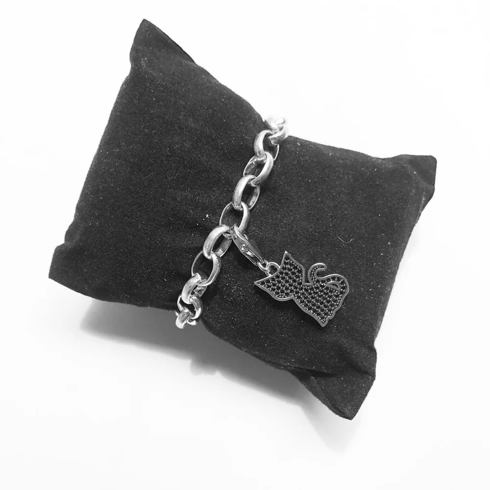 Подвеска в виде кошки с черной ПАВЕ ювелирные изделия 2018 из серебра 925 пробы милый