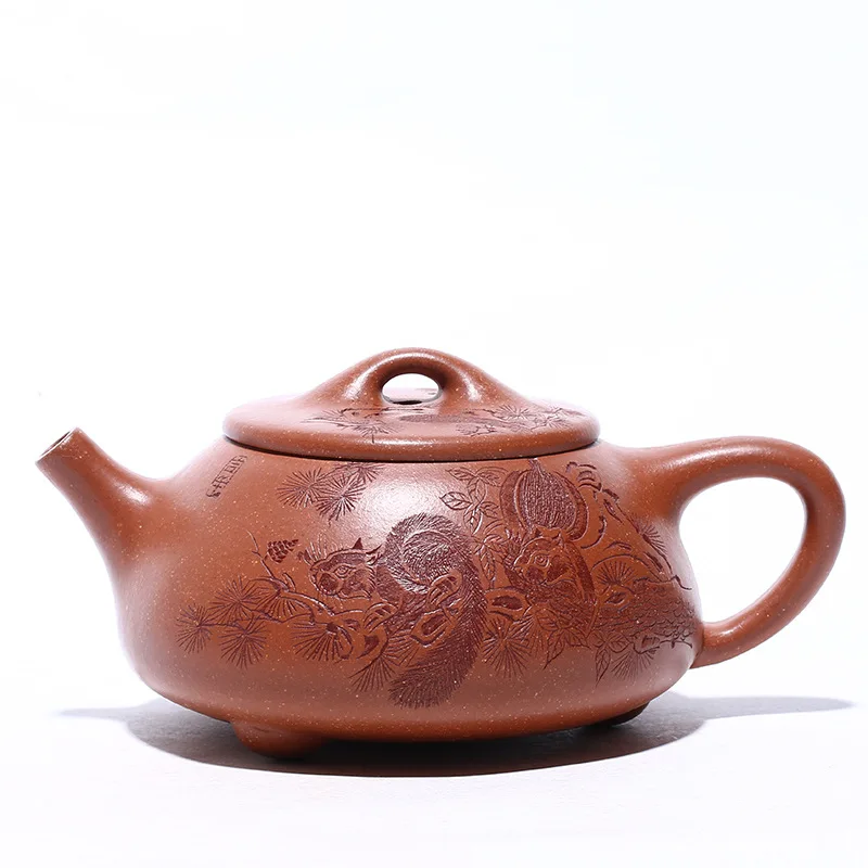 

Yixing purple clay teapot famous hand painted squirrel Ladybug teapot