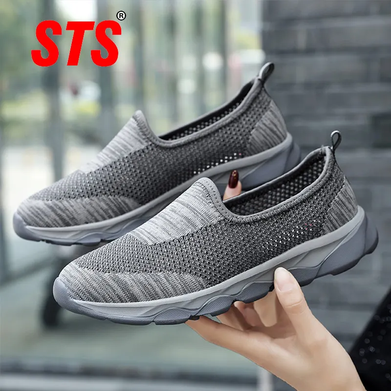 

STS Women Shoes Breathe Lady Flat Summer ladys Sneaker Basket Super Light Breathable Shoes Female Mesh Sneaker Femmes Flat Shoes