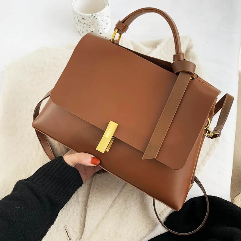 

Women Handbag Brand Leather Flap Hand Bag Totes Ladies Solid Color Crossbody Bags For Women 2021 Quality Shoulder Bag