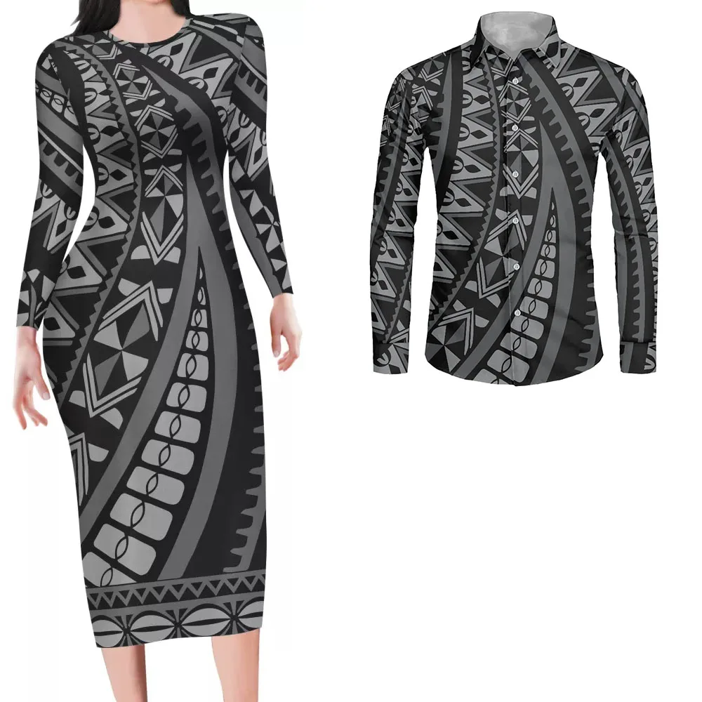 

Новинка 2022, зимнее платье, женские повседневные стильные облегающие платья с круглым вырезом и длинным рукавом, с принтом Самоа, туга, для ко...