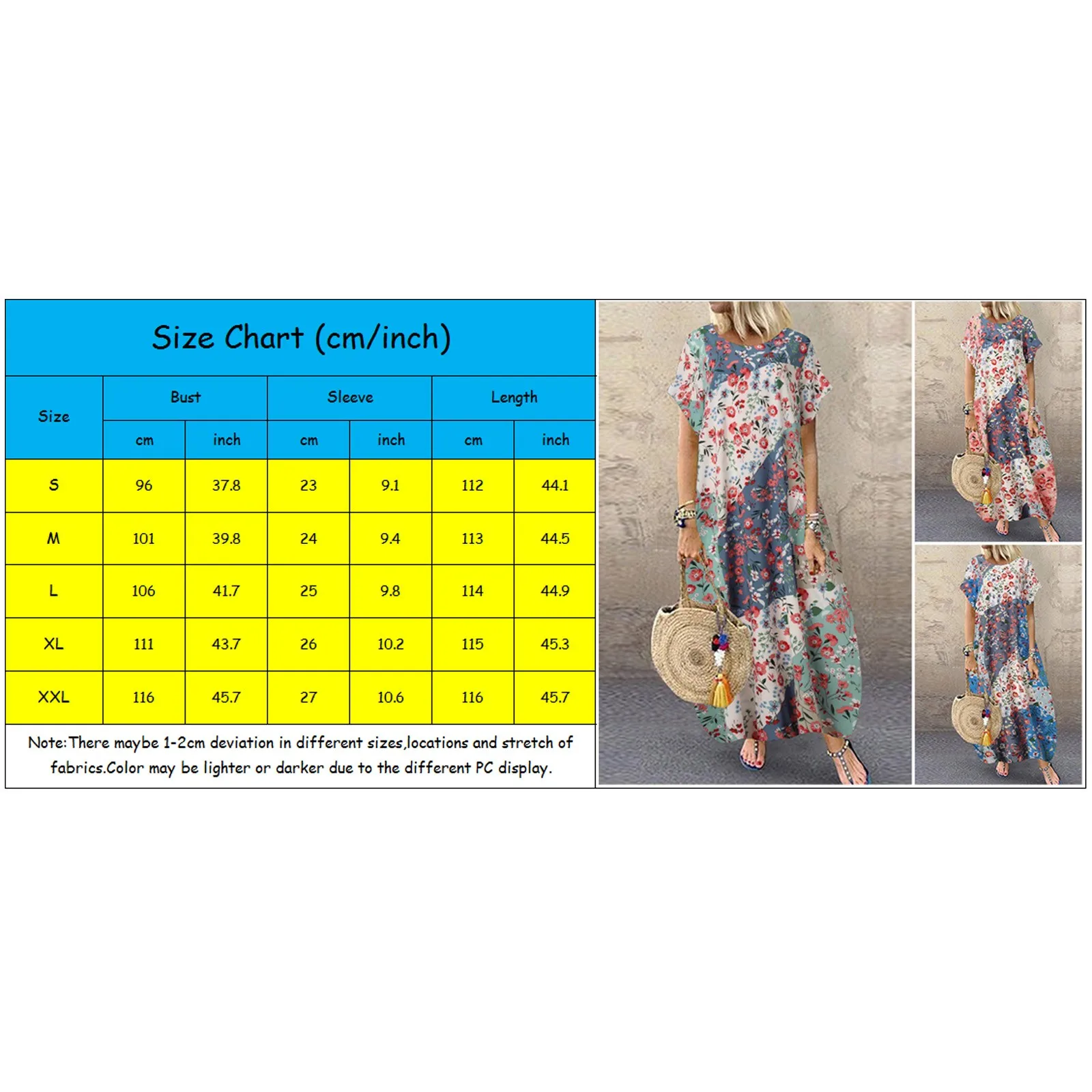 

Vintage Floar Dress Women's Fashion Short Sleeve O-neck Flower Print Plus Size Loose Maxi Dress floral dress vestido de mujer