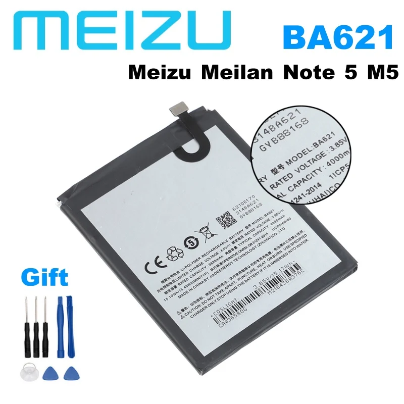 Meizu 100% оригинальный BA621 4000 мАч Новый аккумулятор для Meilan Note 5 M5 Note5 мобильный