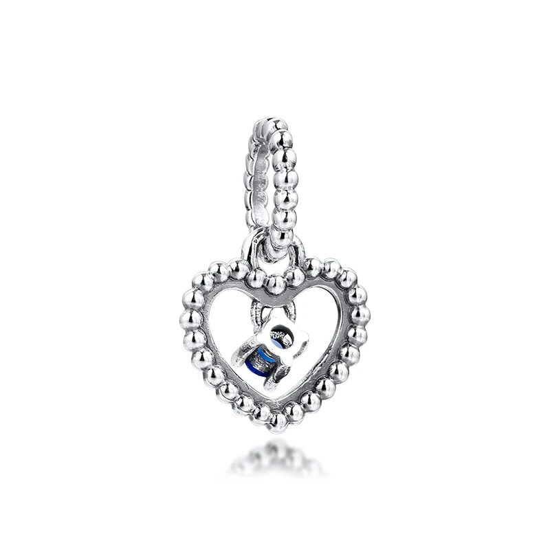 Подвеска в виде сердца из синего морского бисера Подходит для браслета Pandora |
