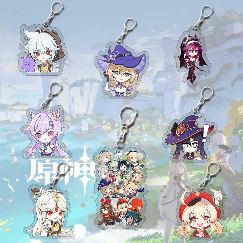 

Game Genshin Impact Morax Klee Two-sided Keychain Acrylic Stands Keyring Gift For Men Women Bag Keyring Jewelry