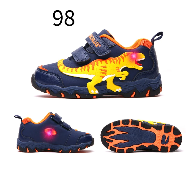 

2021 Light Up Baby Boy Shoes LED Sport Children Sneakers 3D Dinosaur Tennis Kids Trainers Outdoor Child School Shoes